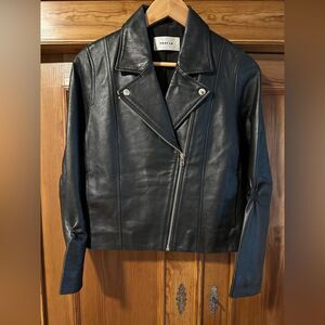 Fray I.D Black Leather moto Jacket womens